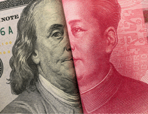industryreports6-77f8961cbb889ad8 This image depicts a collage of a U.S. dollar bill and a Chinese yuan note, symbolizing economic relations between the United States and China.